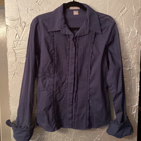 Kenar Long Sleeve french cuff Slate Blue cotton/spandex button front shirt - Picture 5 of 7